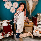 Oatmeal Back Criss Cross Woven Cardigan