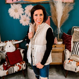 Cream Colorblock Vest