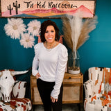 White Ribbed Puffed Shoulder Top