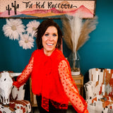 Red Polka Dot L/S Blouse with Neck Tie