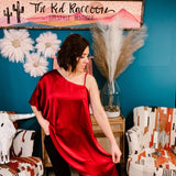 Burgundy Satin Asymmetrical Top