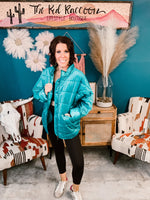 Turquoise Quilted Velvet Jacket