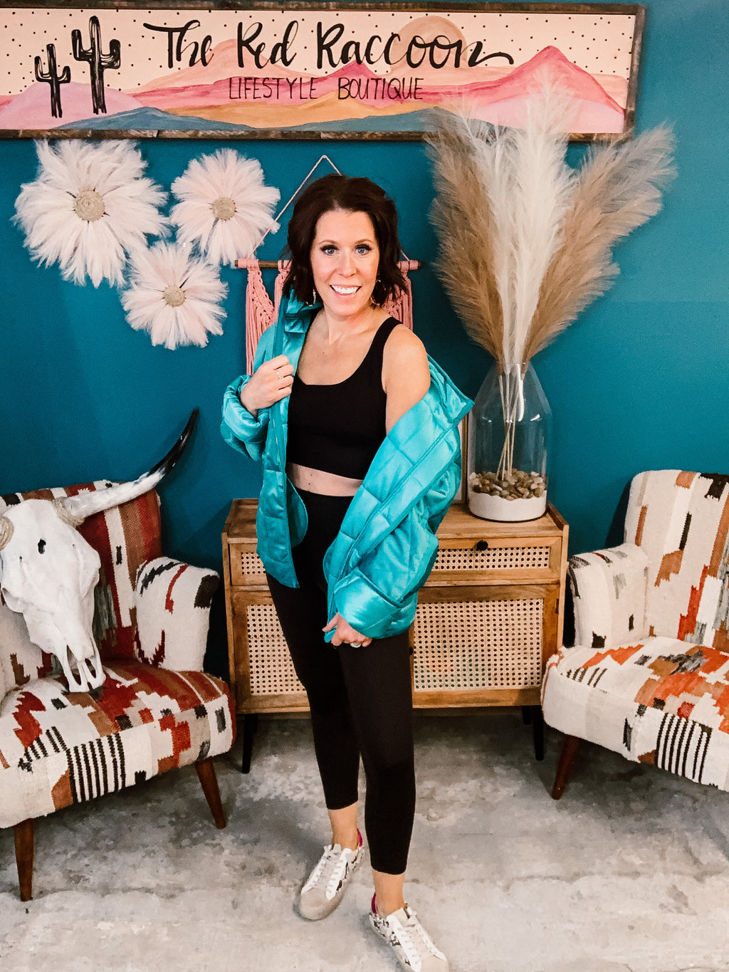 Turquoise Quilted Velvet Jacket