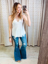 Mid Wash Distressed Flare