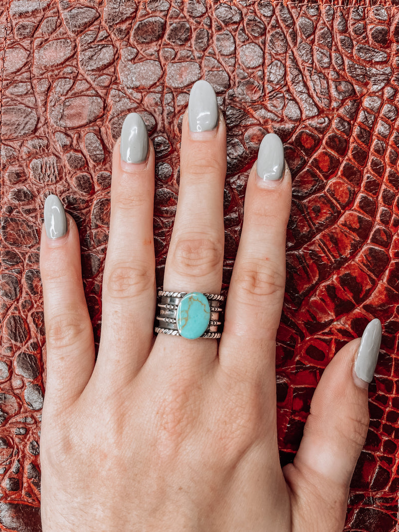 TQ Oval Oxidized Thick Band Ring