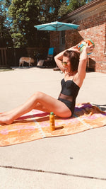 Black Mesh Inset Adjustable Strap One Piece Swim