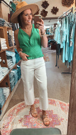 Green Halter Smocked Tank