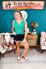 Green Halter Smocked Tank