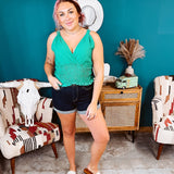 Dark Wash Open Seam Cuff Shorts