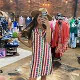 Boho Western One Shoulder Ruffle Dress