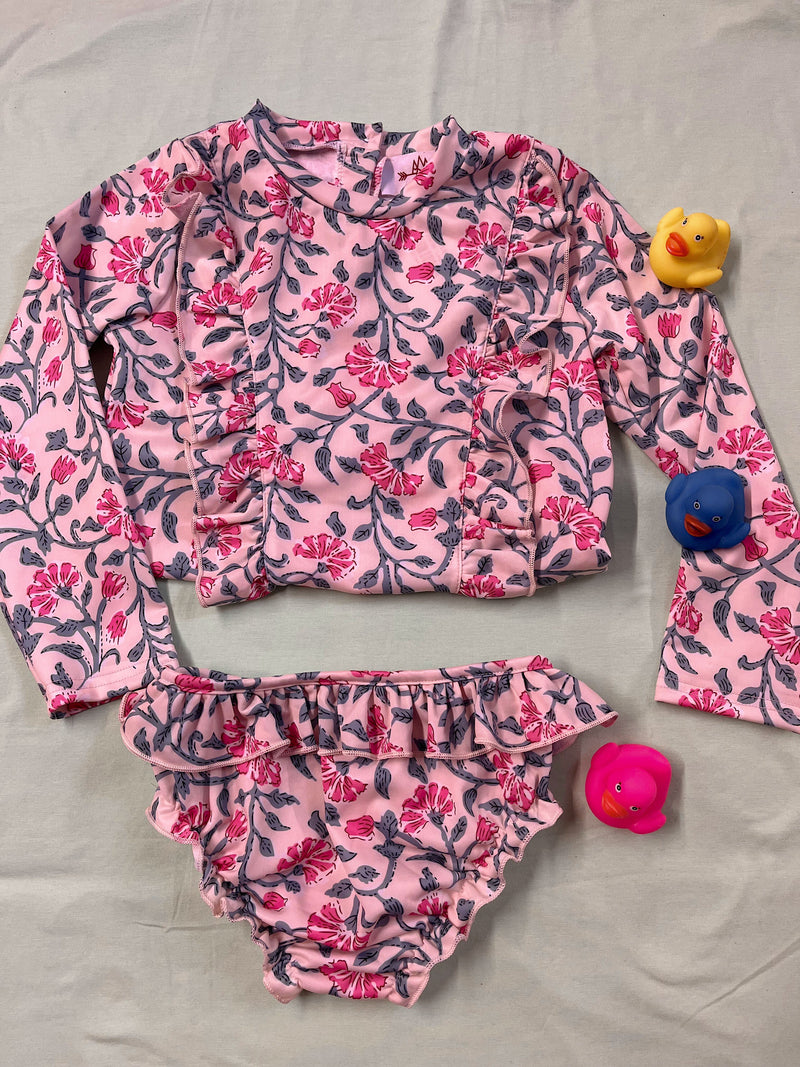 Cream & Pink L/S Swim Set