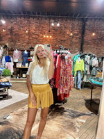 Mustard Smocked Satin'y Shorts