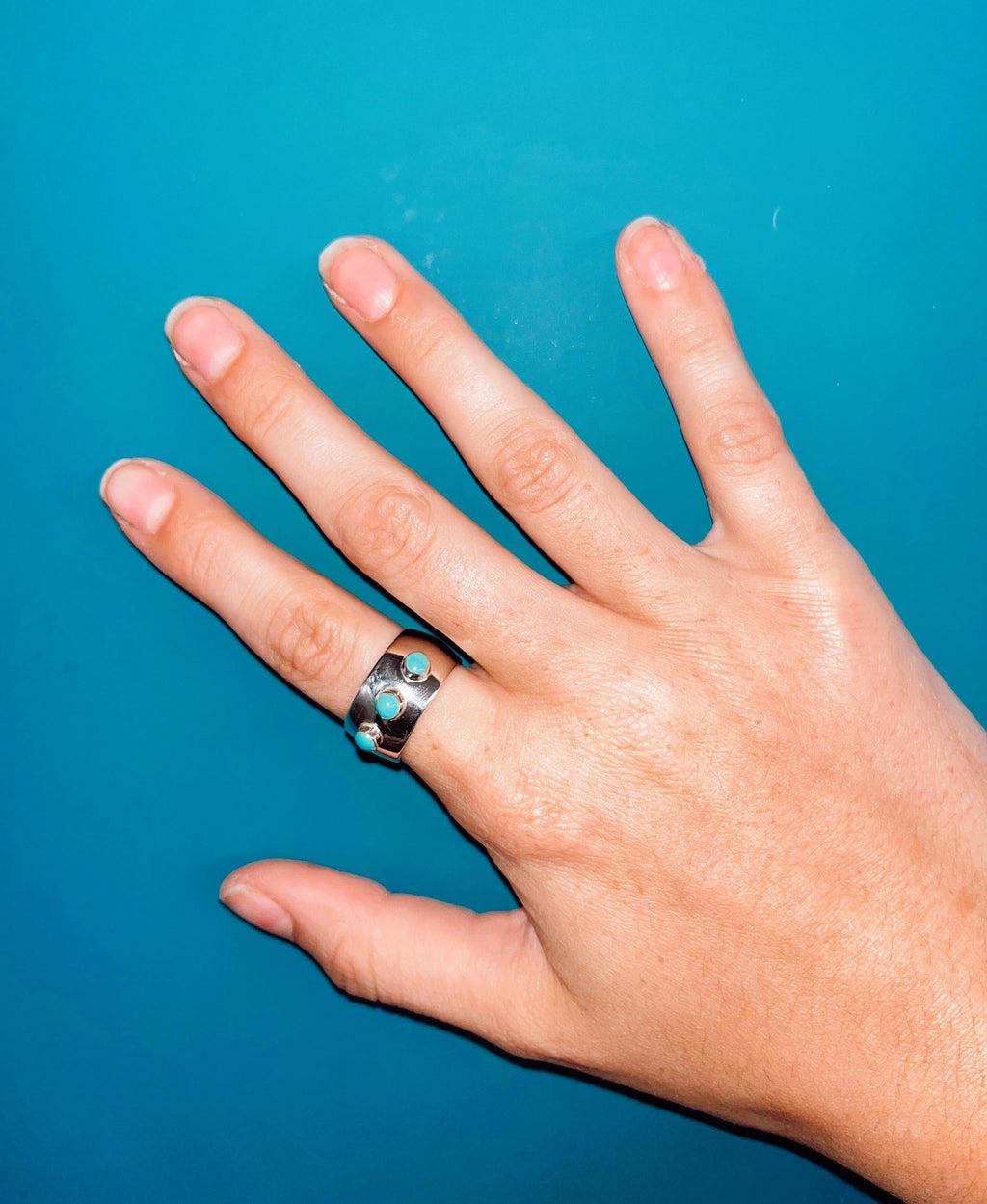 Triple Stone Thick Band Ring