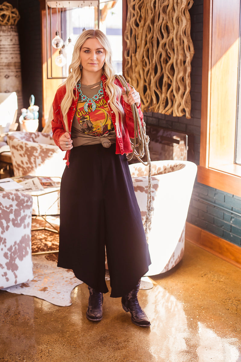 Distressed Marsala Button Down Jacket with Studs