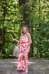 Pink Mix Floral Print Strapless Maxi