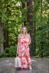 Pink Mix Floral Print Strapless Maxi