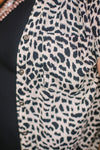 Off White Animal Print Collared Top with Front Pocket