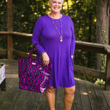 Purple Sweater Dress with Pockets