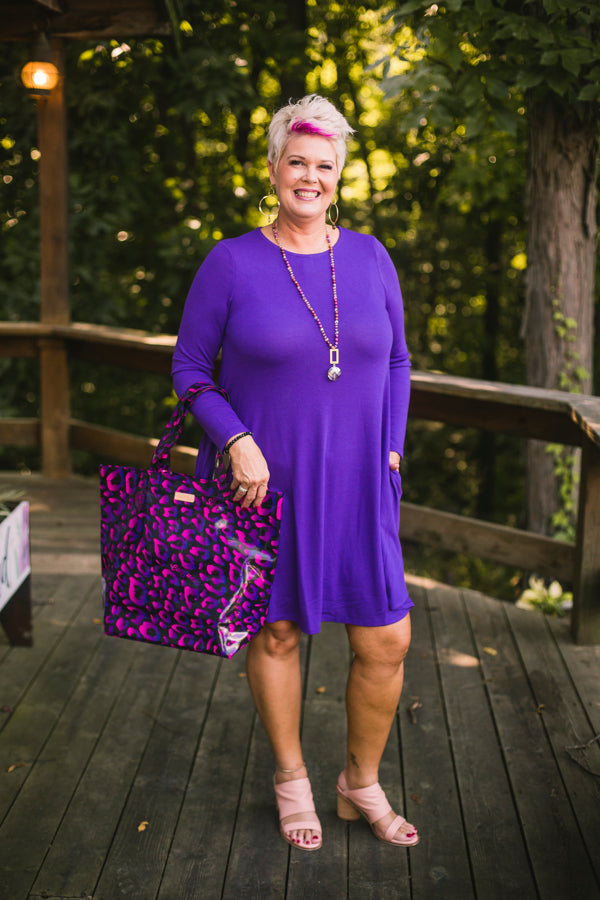 Purple Sweater Dress with Pockets