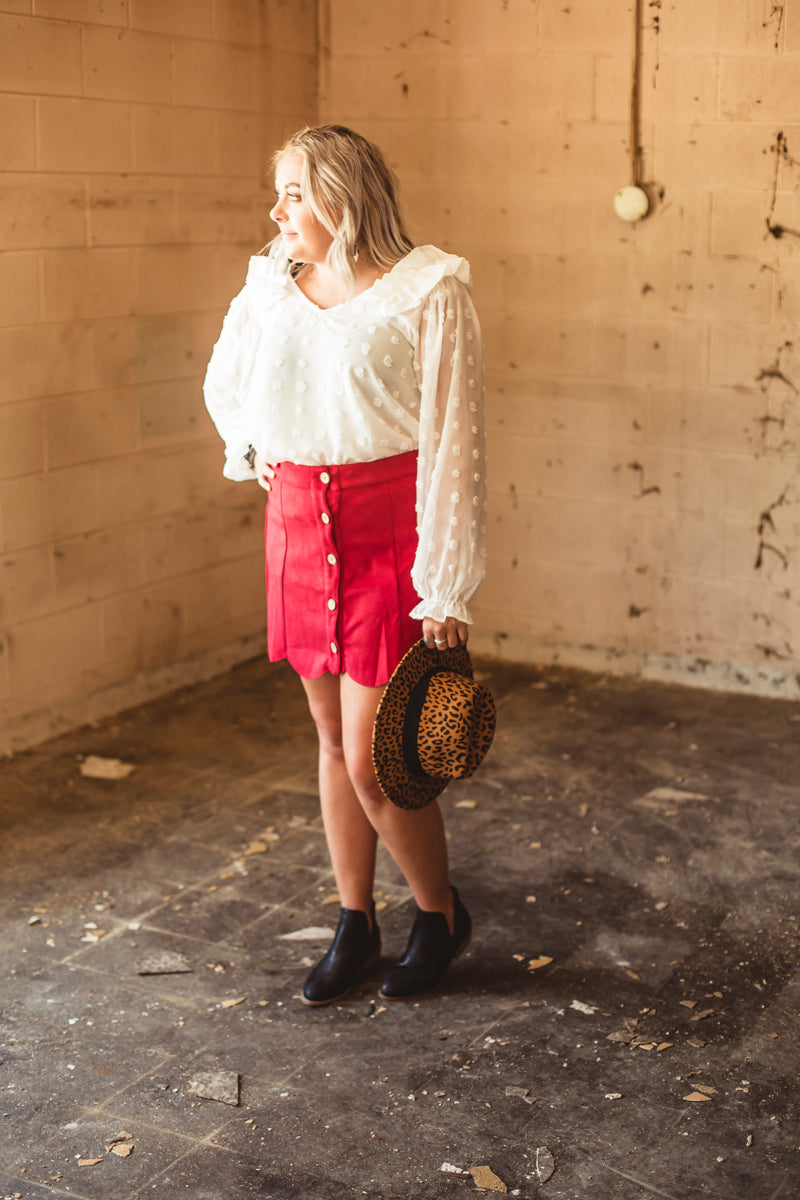 Red Button Down Skirt