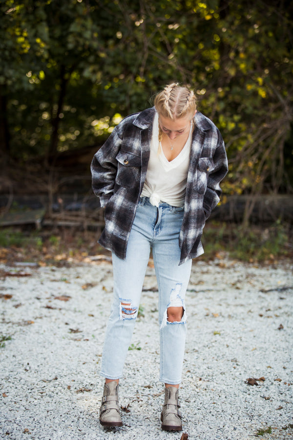Charcoal Mocha Flannel with Pockets