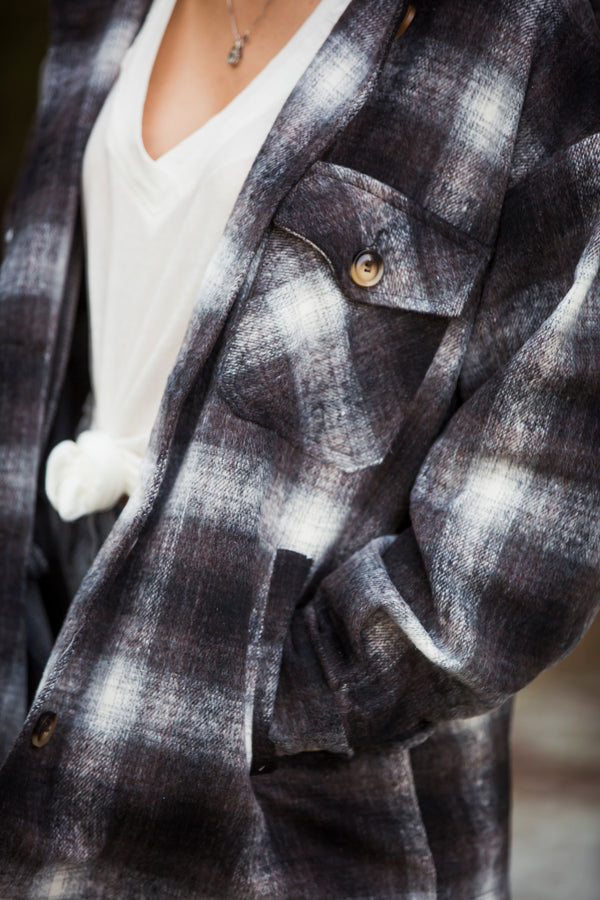 Charcoal Mocha Flannel with Pockets
