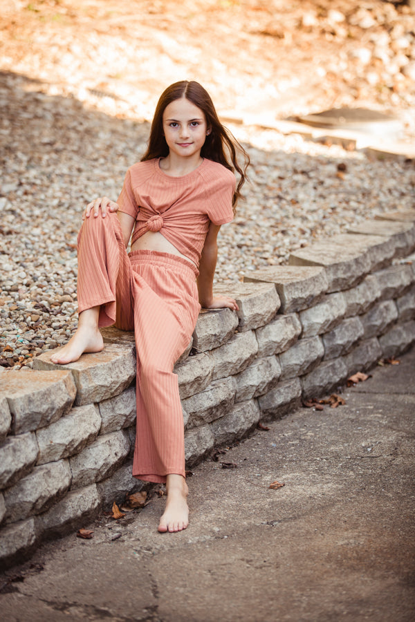 Salmon Ribbed Lounge Pants