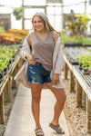 Chic Ivory Faux Suede Zip Up Jacket