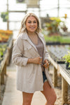 Chic Ivory Faux Suede Zip Up Jacket
