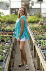 Aqua Teal Rib + Flower Tank