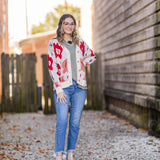 Ivory Big Floral Cardigan with Button