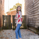 Ivory Big Floral Cardigan with Button