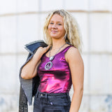 Black Faux Leather Moto Jacket with Gingham Contrast