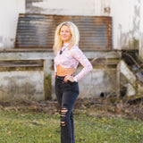 Pink Crop Cowgirl L/S Top