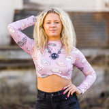 Pink Crop Cowgirl L/S Top