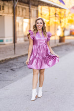 Let's Go Party Metallic Rose Tiered Dress