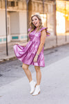 Let's Go Party Metallic Rose Tiered Dress