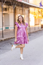 Let's Go Party Metallic Rose Tiered Dress