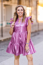 Let's Go Party Metallic Rose Tiered Dress