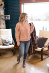 Misty Berry Long Sleeve Garmet Washed Knit Sweatshirt