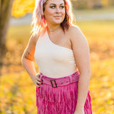 Nude One Shoulder Knotted Back Bodysuit with Bra Cups