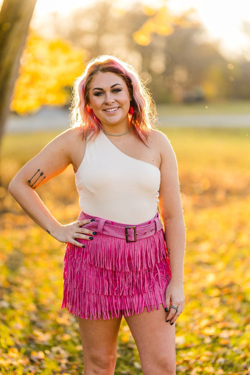 Fuchsia Rhinestone Diva Shorts