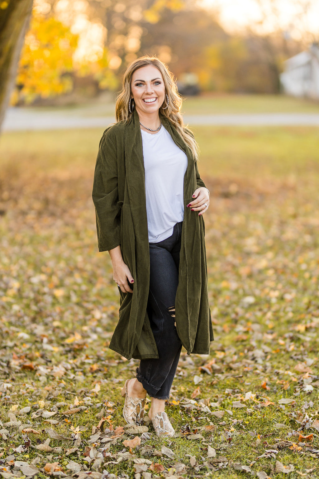 Olive Corduroy Jacket with Patch