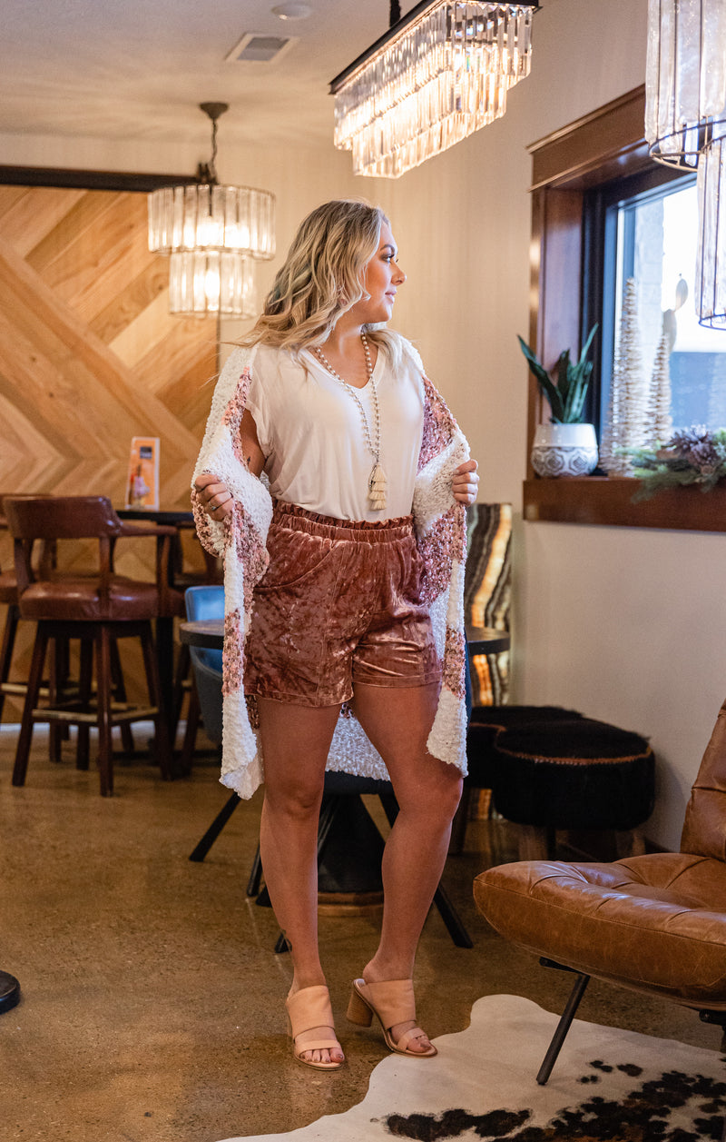 Mauve Velvet Shorts