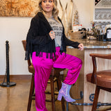 Cropped Fringe Suede Jacket