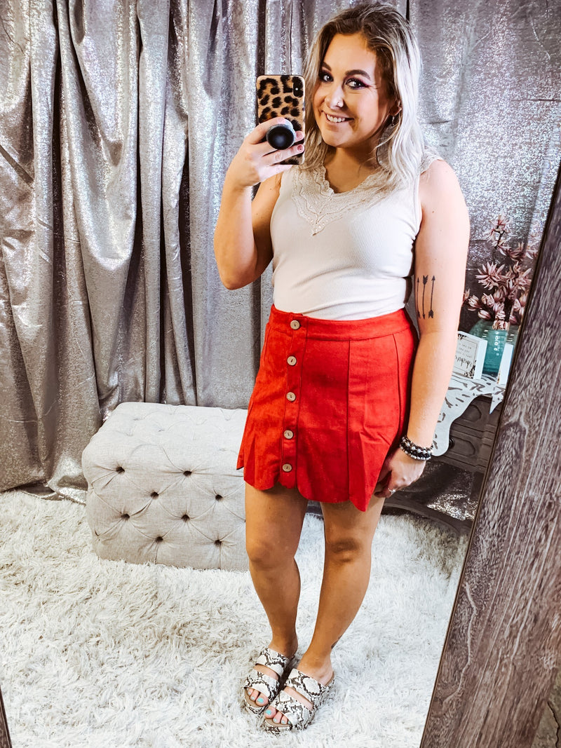 Red Button Down Skirt