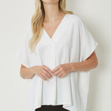Off White V Neck Placket Dolman