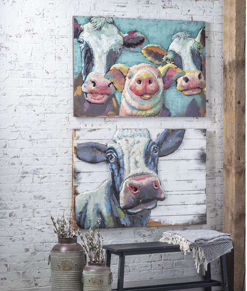 3 Dimensional Cow & Pig Wall Art