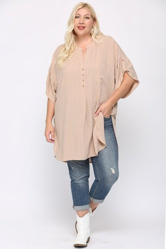 Sand Texture + Side Slit Roll Up Tunic