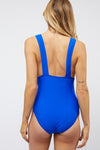 Royal Blue V Neck Double Mesh Swim